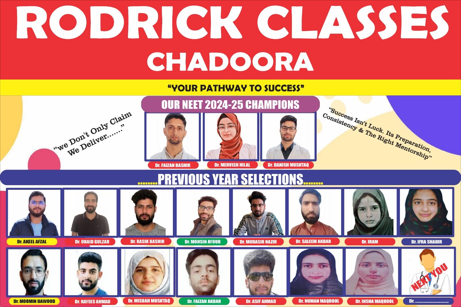 Rodrick Classes NEET 2024-25 champions and previous year selections